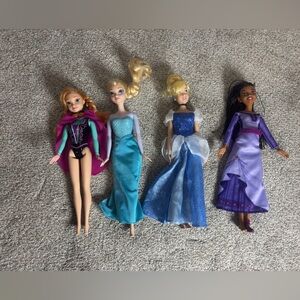 Disney Barbie Doll Lot Princess Barbie Mattel Elsa Anna Cinderella Asha